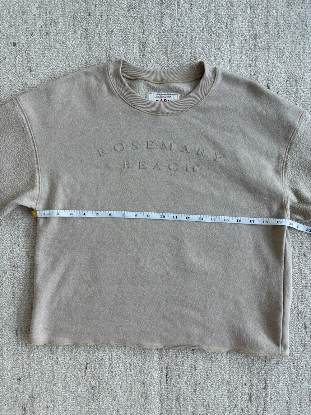 Rosemary Beach Fleece Sherpa Crewneck Sweatshirt Oatmeal League 91 - Small - Picture 10 of 10